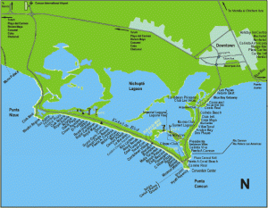 Map of Cancun Mexico